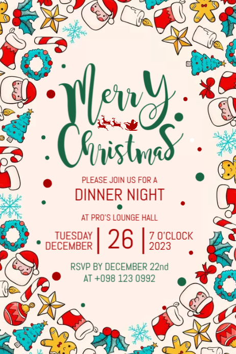 Plantilla de Christmas Dinner Invitation | PosterMyWall