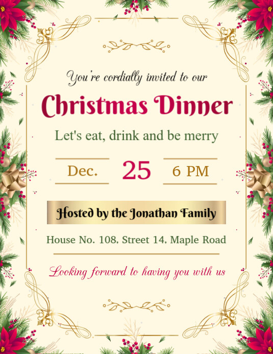 Christmas Dinner Invitation Template PosterMyWall