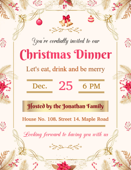 christmas dinner invitation Template PosterMyWall