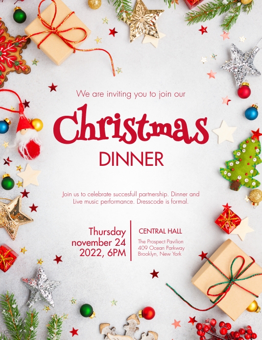 Copia de Christmas Dinner Invitation Template  PosterMyWall