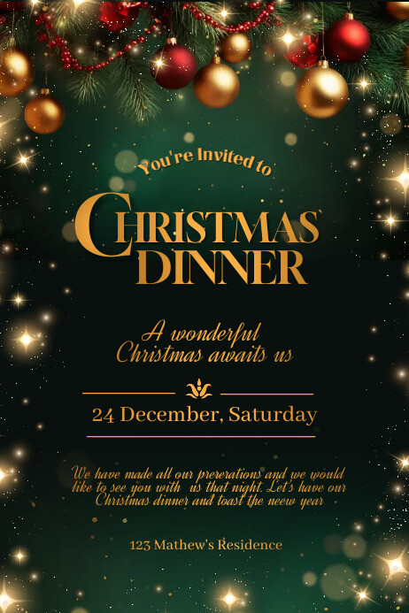 christmas dinner invite Template | PosterMyWall
