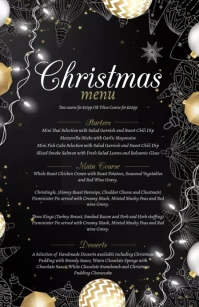 Christmas Dinner Menu Design Template Half Page Wide