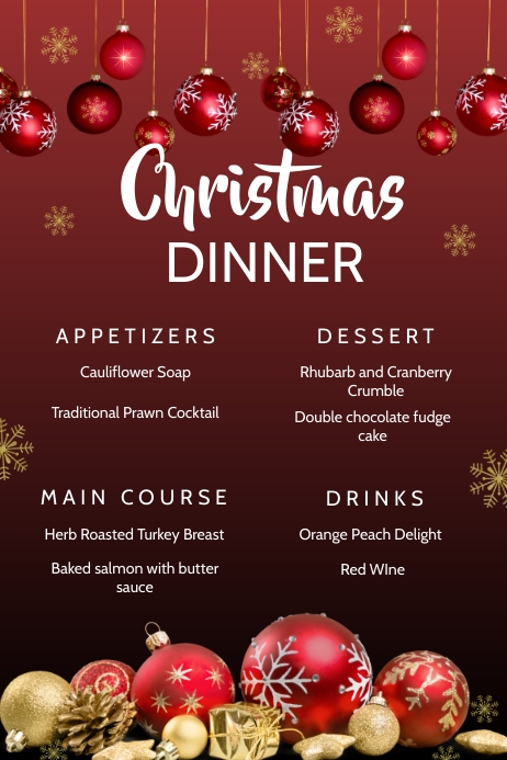 Christmas Dinner Menu Template PosterMyWall