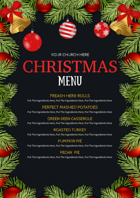 christmas dinner menu Template PosterMyWall