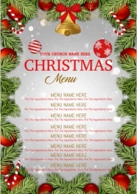 Christmas dinner Menu tempalte A4 template