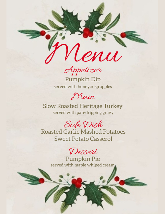 christmas DINNER MENU template PosterMyWall