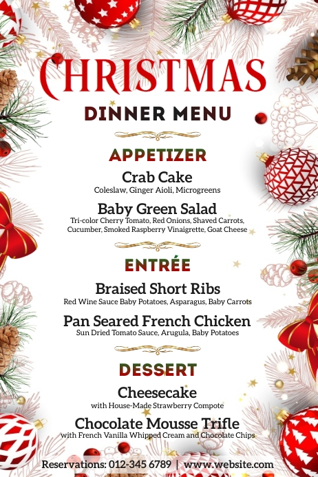 Christmas Dinner Menu Template PosterMyWall