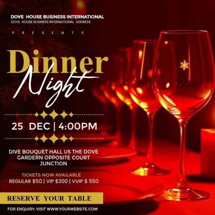Post Design Dinner Christmas Dinner Night Invitation Template | PosterMyWall