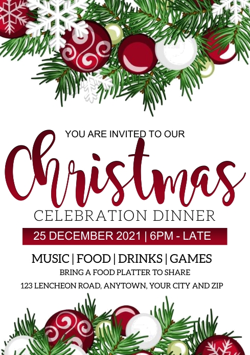 CHRISTMAS DINNER PARTY EVENT Design Template A4