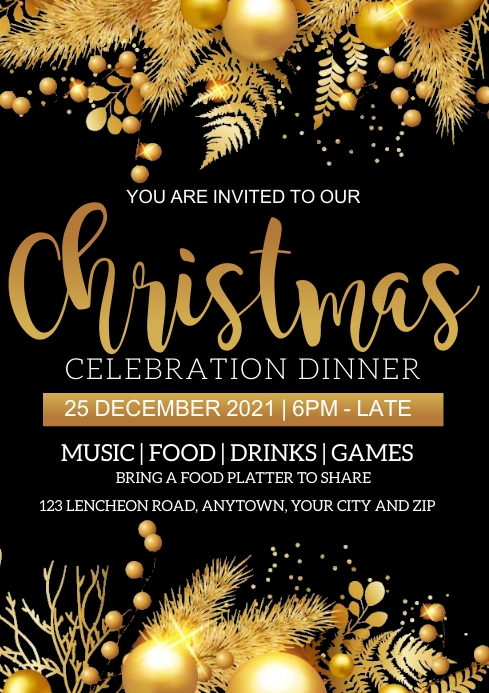 CHRISTMAS DINNER PARTY EVENT Design Template A4