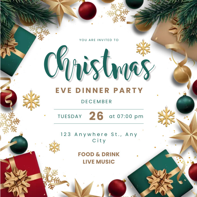 Christmas Dinner Party Invitation Instagram P Template PosterMyWall