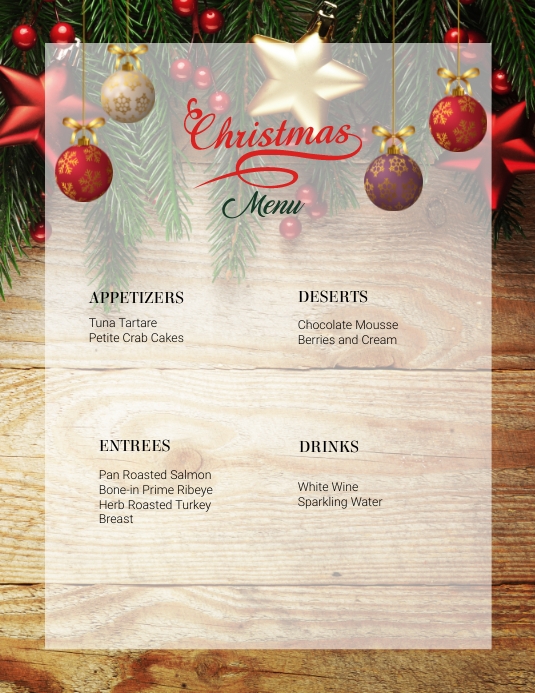 Light Parties Menu Christmas Dinner Party Menu