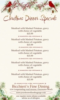 Christmas Dinner US Legal Menu Legale USA template