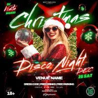 Black Christmas Disco Night Square Template