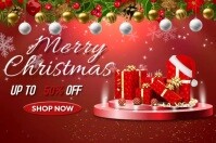 红色 Christmas Sale Promotion Poster Template