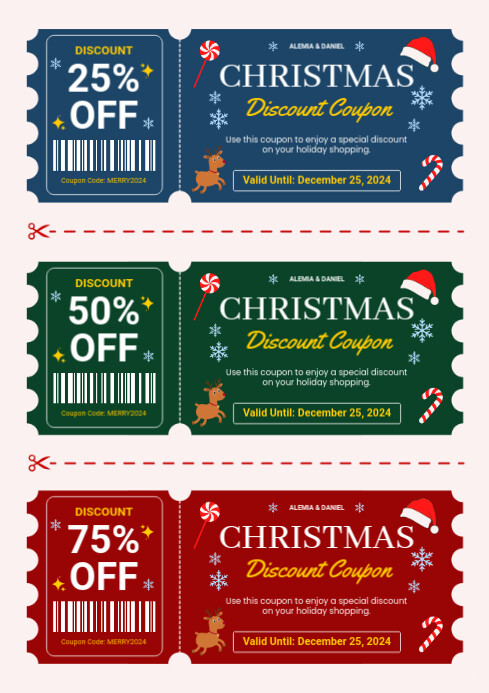 Christmas Discount Coupon A4 template