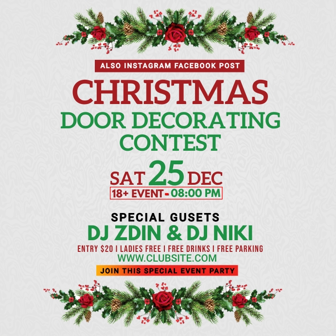 CHRISTMAS DOOR DECORATING CONTEST FLYER Template PosterMyWall