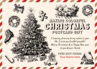 Christmas Drawing Postcard Gift Template