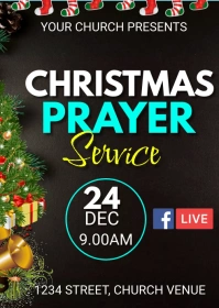 christmas eve, prayers, christmas service A6 template