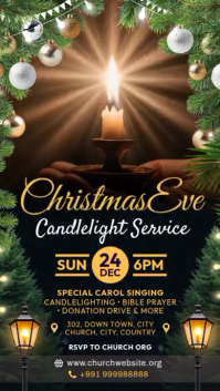 Czarny Christmas Eve Candlelight Service Instagram Story Template