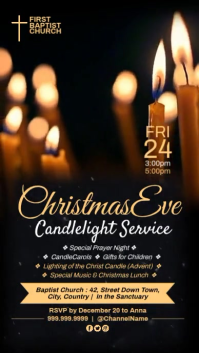 黑色 Christmas Candlelight Service Instagram Story Template