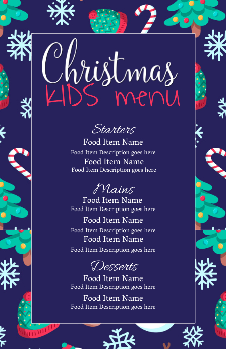 Christmas Eve Dinner Menu Template Meia página larga