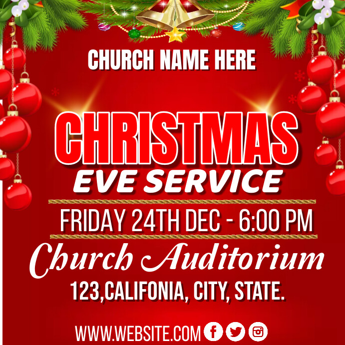 Christmas Eve service church template PosterMyWall