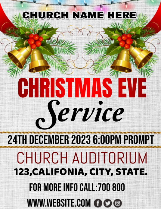Christmas Eve service church template Flyer (US Letter)