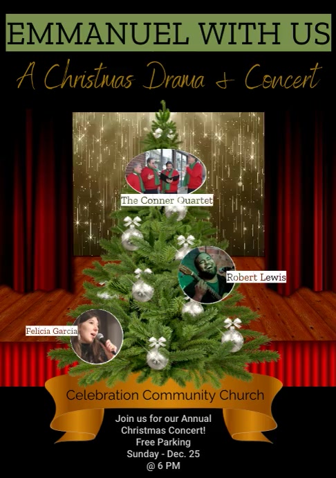 christmas event, design, flyer, concert, program, school, drama, holidays, church A4 template