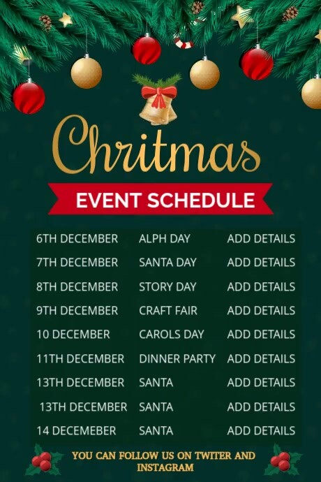 Christmas Guide Event Christmas event schedule Template | PosterMyWall