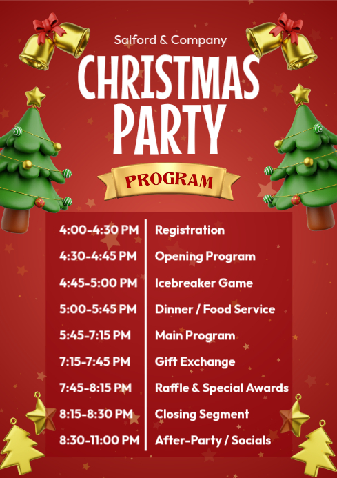 Red Christmas Party Program A4 Template | PosterMyWall