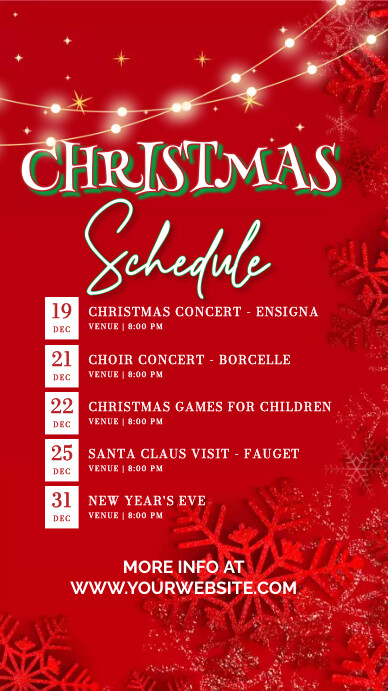 Christmas Guide Event christmas event schedule Template | PosterMyWall