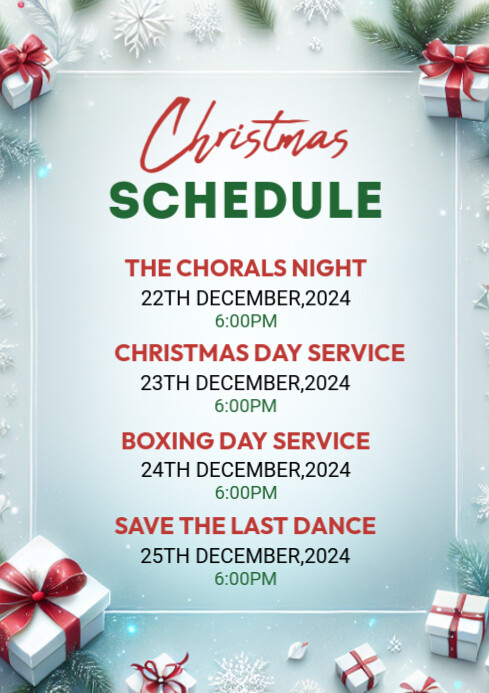 Christmas Event Schedule Template A4