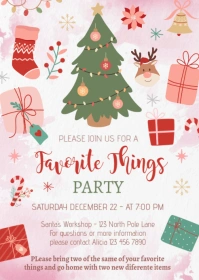 Christmas  Favorite Things Party Invitation A6 template