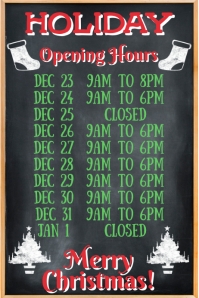 Christmas Festive Opening Hours Template Poster