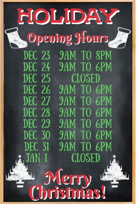 Operating Hour Poster Holiday Opening Hours Posters Template | PosterMyWall