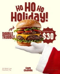 Christmas Food Burger Discount Poster Instagram Portrait template
