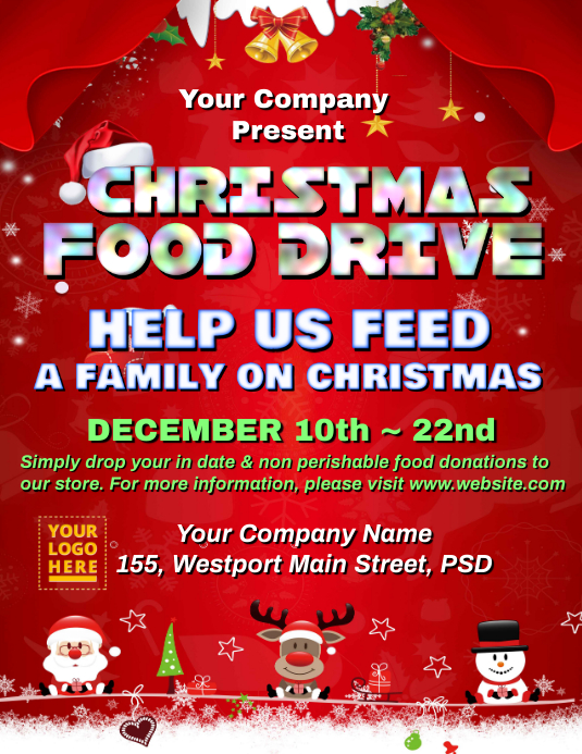Copy of Christmas Food Drive flyer template PosterMyWall