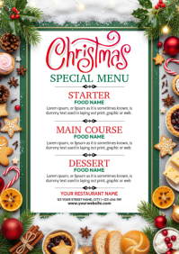 Christmas food menu template A4