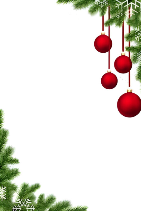Christmas Frame with Red Ornaments and Greenery Template | PosterMyWall