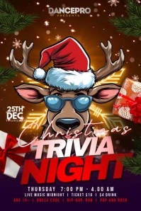 Christmas Game Night Red Theme Poster template