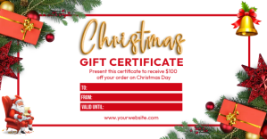 白色 Christmas Gift Certificate Facebook Shared Image Template