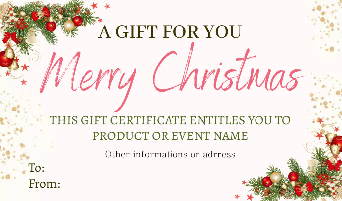 christmas-gift-certificate-template-postermywall for Free Printable Christmas Gift Certificates Templates Christmas Gift Certificate Template | PosterMyWall for Free Printable Christmas Gift Certificates Templates