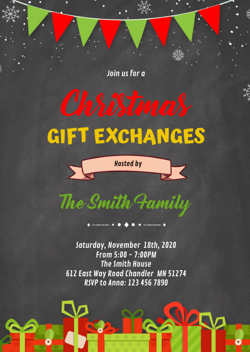 Christmas gift exchange party invitation Template  PosterMyWall