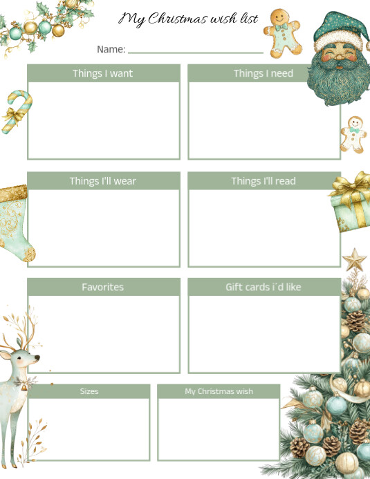 Christmas gift list Template | PosterMyWall