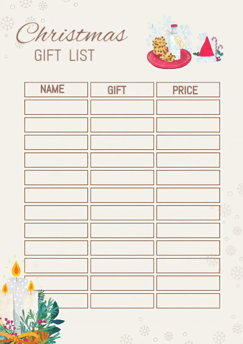 Plantilla de Christmas gift list | PosterMyWall