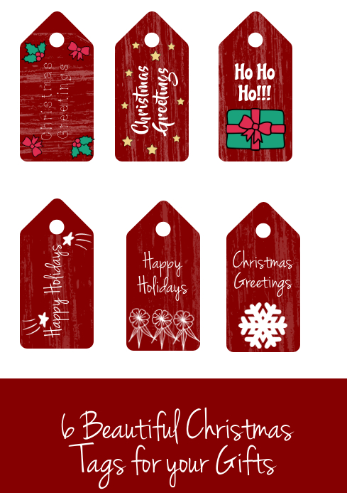 Christmas gift tags A4 template