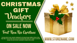 Green Christmas Gift Vouchers Digitalt display Template