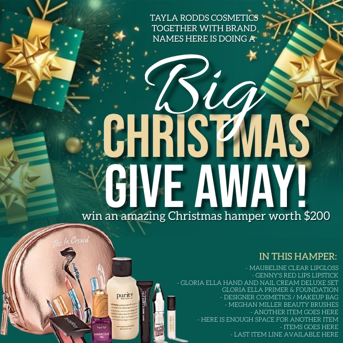 CHRISTMAS give away instagram Design Template Quadrado (1:1)