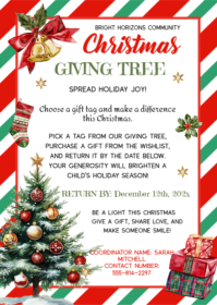 Christmas Giving flyer, Christmas Giving Tree Flyer A6 template